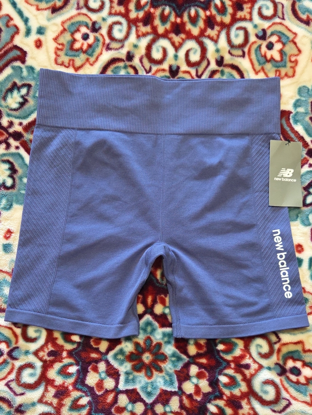 New Balance Women's Periwinkle Ribbed Bike Shorts